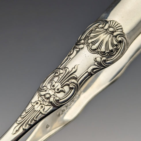 英国アンティーク シルバープレート製 クイーンズパターン シュガートング Martin Hall