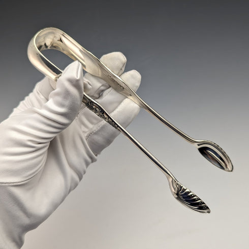 英国アンティーク シルバープレート製 クイーンズパターン シュガートング Martin Hall