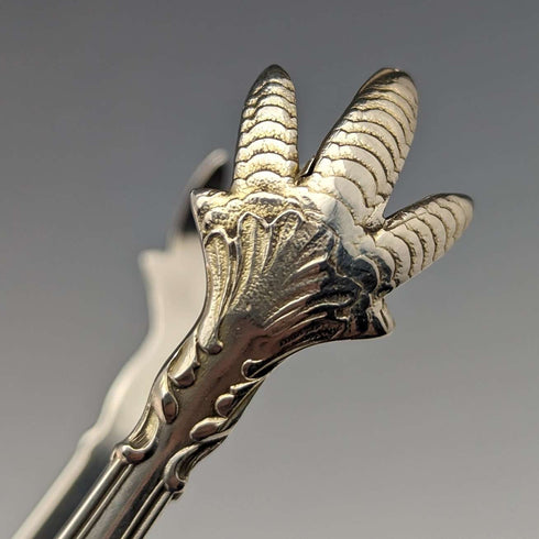 Circa 1905 US Antique Sterling Silver Crow Hand Sugar Tongs 29g MANCHESTER MFG