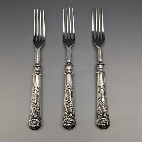 1830年 英国アンティーク 純銀ハンドル フォーク3本セット John Rodgers & Sons