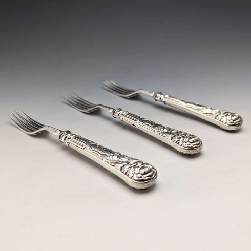 1830 British Antique Sterling Silver Handle Set of 3 Forks John Rodgers & Sons