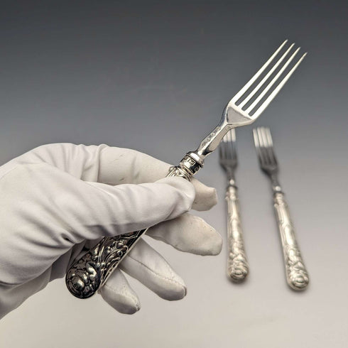 1830 British Antique Sterling Silver Handle Set of 3 Forks John Rodgers & Sons