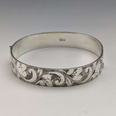 1975 British Vintage Sterling Silver Engraved Bracelet 26g Bracelon Ltd