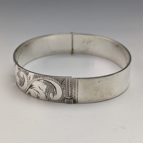 1975 年英國復古純銀雕刻手鍊 26 克 Bracelon Ltd