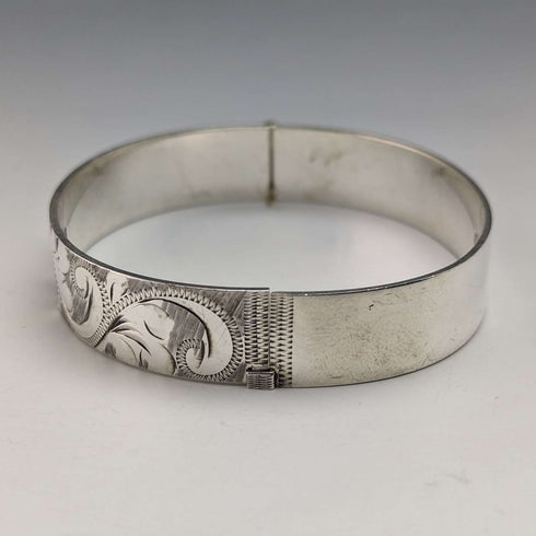 1975 British Vintage Sterling Silver Engraved Bracelet 26g Bracelon Ltd