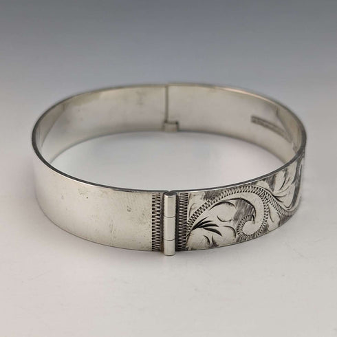 1975 British Vintage Sterling Silver Engraved Bracelet 26g Bracelon Ltd