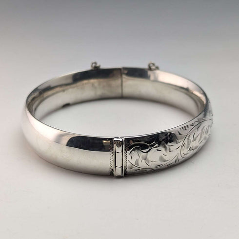 USA Vintage Sterling Silver Flower Engraving Bracelet 20g Wyanco Ronald J Harrisburg