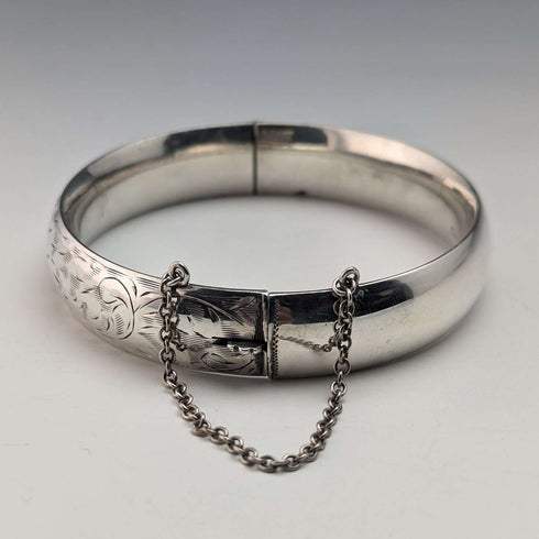 USA Vintage Sterling Silver Flower Engraving Bracelet 20g Wyanco Ronald J Harrisburg