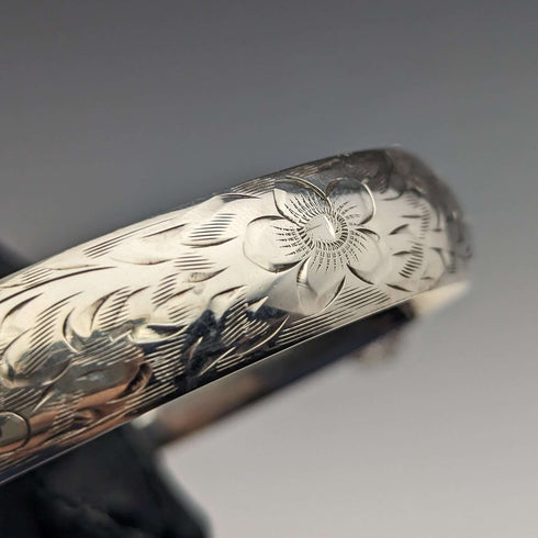 USA Vintage Sterling Silver Flower Engraving Bracelet 20g Wyanco Ronald J Harrisburg