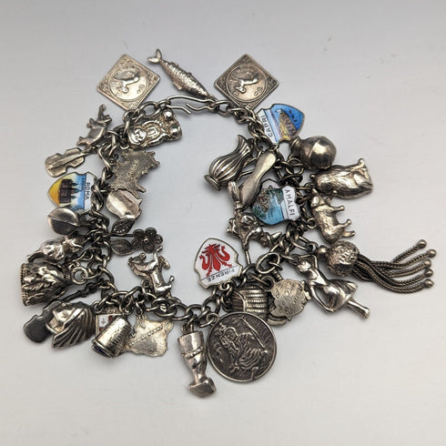 英國復古純銀吊飾手鍊 79 克