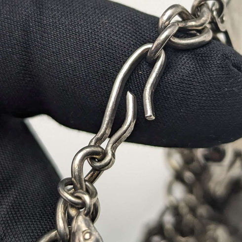 British vintage sterling silver charm bracelet 79g