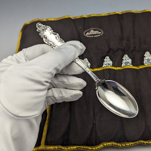 Circa 1905 US Antique Sterling Silver Tea Spoon Set of 6 150g GORHAM