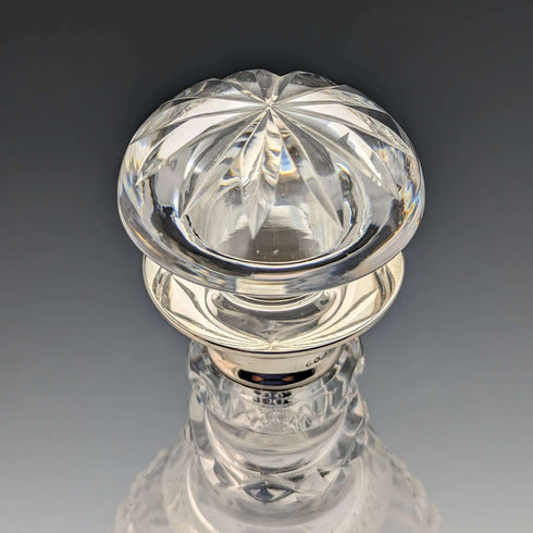 1964 British Vintage Sterling Silver Decorated Glass Decanter Preece & Willicombe