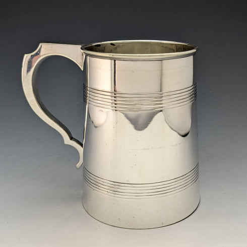 British Antique Silver Plated Glass Bottom Mug