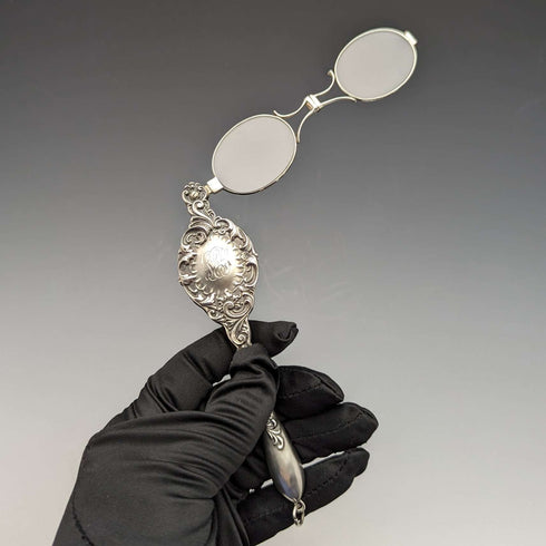 Late 19th Century American Antique Sterling Silver Roniette Portable Folding Glasses