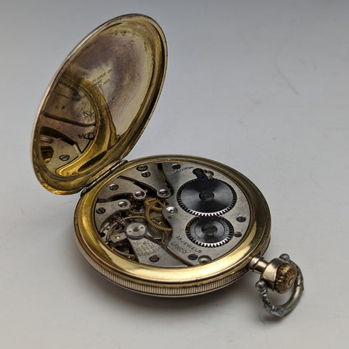 古董瑞士 LANCO 懷錶裝飾藝術鍍金錶殼狀況良好