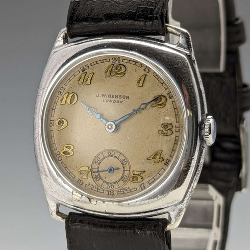 1920 年英國古董 JW Benson 手錶墊盒狀況良好