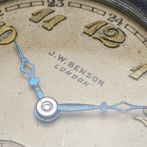 1920 年英國古董 JW Benson 手錶墊盒狀況良好