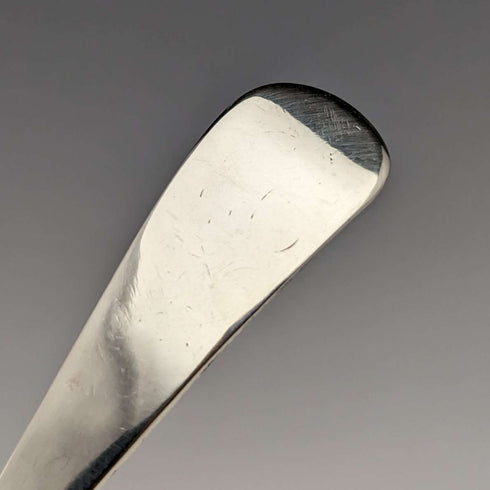 Early 19th century British antique sterling silver tea caddy spoon (with translation)