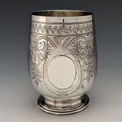 1887 British Antique Sterling Silver Mug 178g John Aldwinckle & Thomas Slater