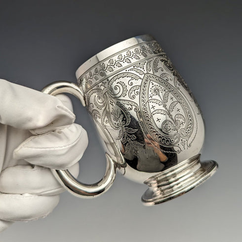 1887年 英国アンティーク 純銀製マグカップ 178g John Aldwinckle & Thomas Slater