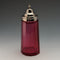 British antique cranberry cut glass & silver plate spice container