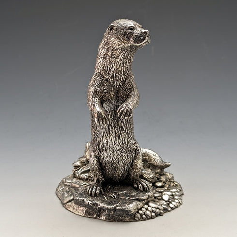 英国 カントリーアーティスト社 カワウソ 純銀張り彫刻 フィギュリン 高さ127mm