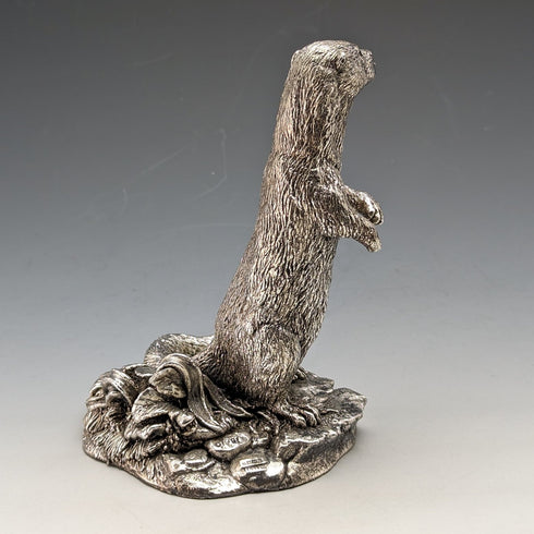 英国 カントリーアーティスト社 カワウソ 純銀張り彫刻 フィギュリン 高さ127mm