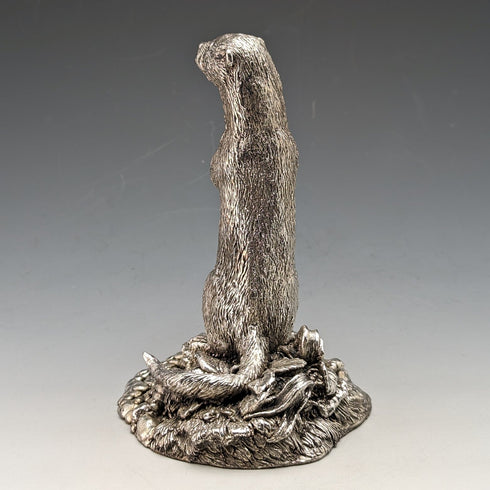 英国 カントリーアーティスト社 カワウソ 純銀張り彫刻 フィギュリン 高さ127mm