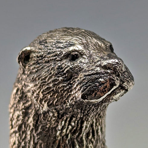 英国 カントリーアーティスト社 カワウソ 純銀張り彫刻 フィギュリン 高さ127mm