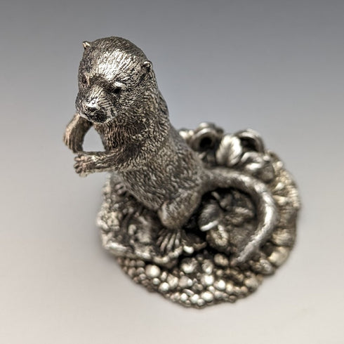 英国 カントリーアーティスト社 カワウソ 純銀張り彫刻 フィギュリン 高さ127mm