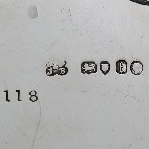 1861年 英国アンティーク 純銀製サルヴァ カードトレイ 直径23cm 358g Edward & John Barnard