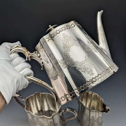 1880年頃 英国アンティーク シルバープレート製 ティーセット Fenton Bros