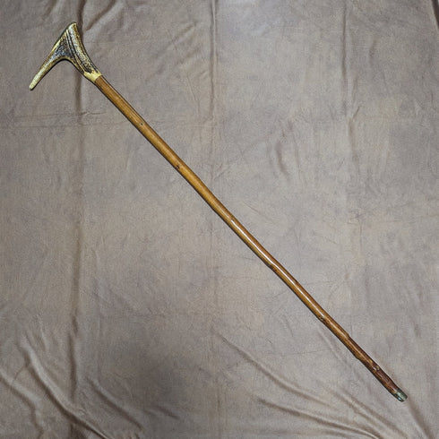 British Vintage Men's Cane Antler Handle Brown Shaft 94cm