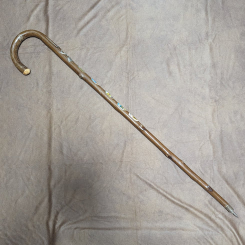 復古男式歐洲旅遊手杖棕色軸 90 厘米