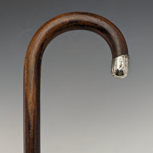 1919 年英國古董輕型男士手杖純銀裝飾棕色軸 90 厘米