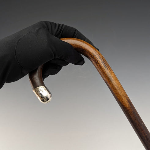 1919 年英國古董輕型男士手杖純銀裝飾棕色軸 90 厘米