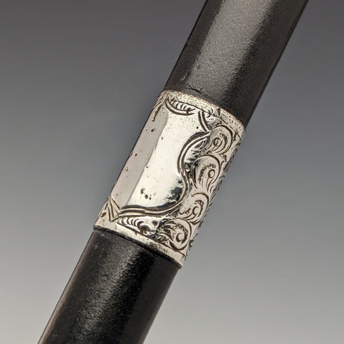 1921 年英國古董男士手杖純銀裝飾黑軸 92 厘米