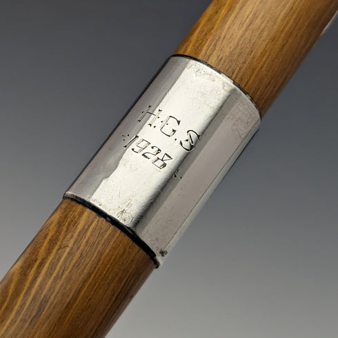 1926 年英國復古男式手杖純銀裝飾木紋棕色軸 92.5 厘米
