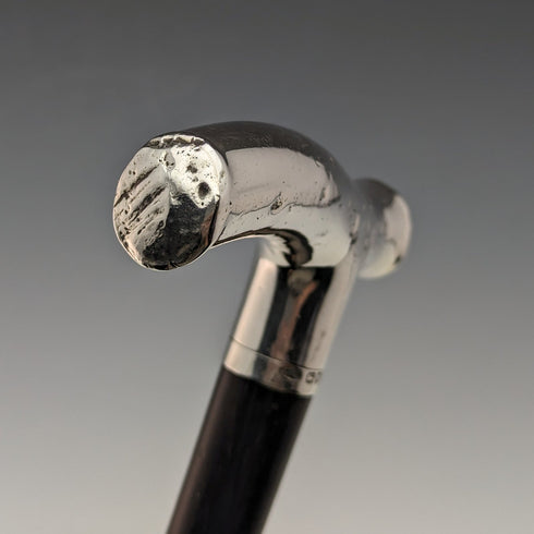 1892 年英國古董男式手杖純銀德比手柄棕色軸 86.5 厘米