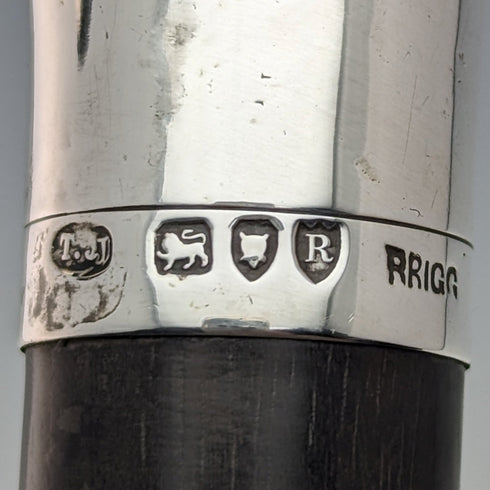 1892 年英國古董男式手杖純銀德比手柄棕色軸 86.5 厘米