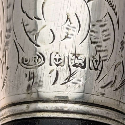 1920 年英國古董男士手杖純銀雕刻圓柄黑軸 91.5 厘米