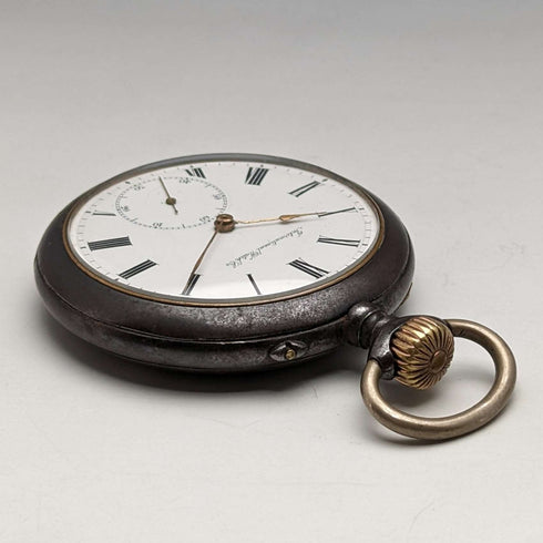 Circa 1902 Antique IWC Schaffhausen pocket watch Gunmetal case Good working condition