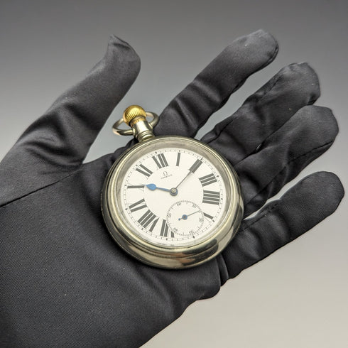1915年頃 アンティーク オメガ 懐中時計 大型58mm 鉄道時計 動作良好