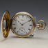 Circa 1915 American antique Waltham pocket watch Dennison case gold-plated half hunter refurbished