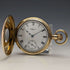 Circa 1915 American antique Waltham pocket watch Dennison case gold-plated half hunter refurbished