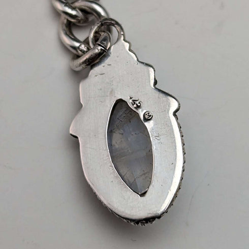 1929 British Vintage Sterling Silver Albert Chain 48g Moonstone Fob