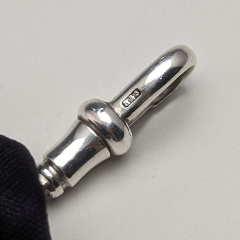 1929年 英国ヴィンテージ 純銀製アルバートチェーン 48g ムーンストーンフォブ