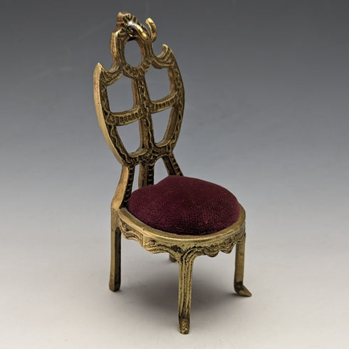 1920 年代黃銅椅懷錶架深紅色座椅