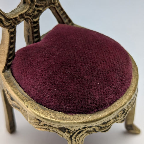 1920 年代黃銅椅懷錶架深紅色座椅